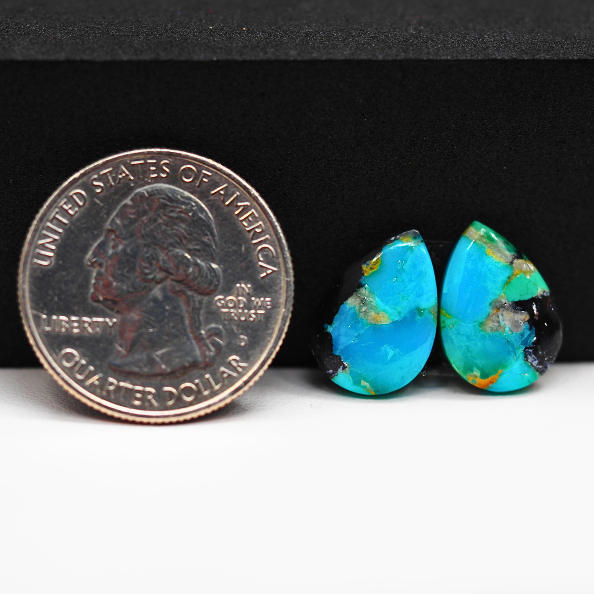 Mohave Buffalo composite pair 15x11x3mm 8ct pear cabochon Kingman - photo 1