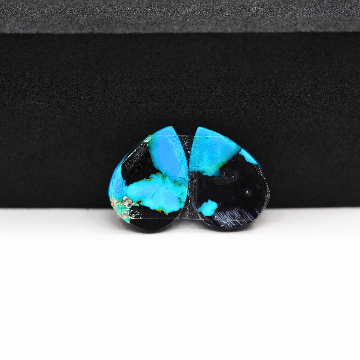Mohave Buffalo composite pair 15x11x3mm 9ct pear cabochon Kingman - photo 3