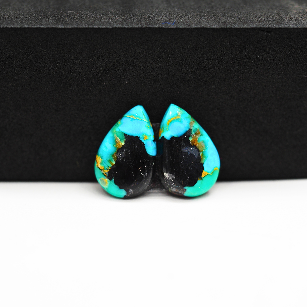 Mohave Buffalo composite pair 16x11x3mm 7.5ct pear cabochon Kingman - photo 2