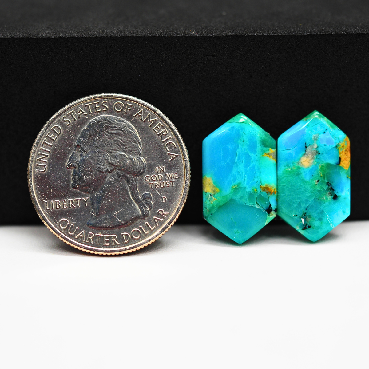 Mohave Buffalo composite pair 19x11x3mm 10.5ct hexagon cabochon Kingman - photo 1
