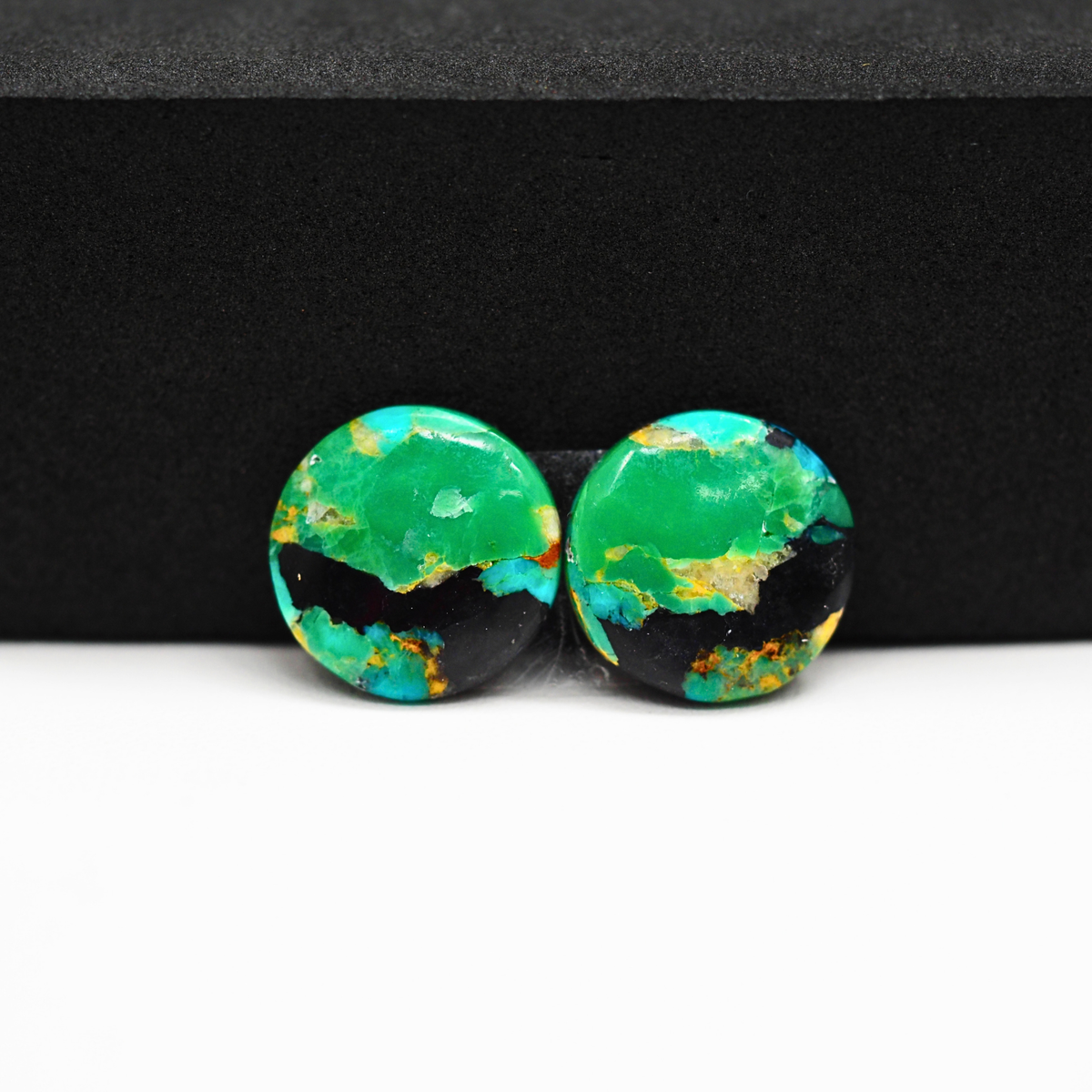 Mohave Buffalo composite pair 14x14x3mm 10ct round cabochon Kingman - photo 2