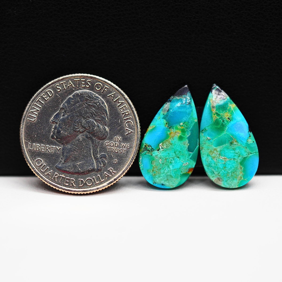 Mohave Buffalo composite pair 21x11x3mm 9ct pear cabochon Kingman - photo 1