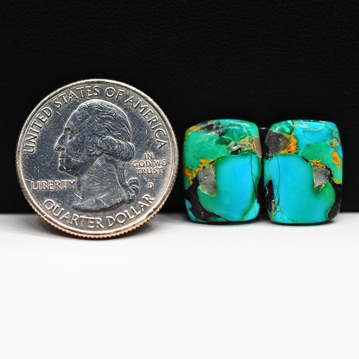 Mohave Buffalo composite pair 15x12x3mm 12ct cushion cabochon Kingman - photo 1