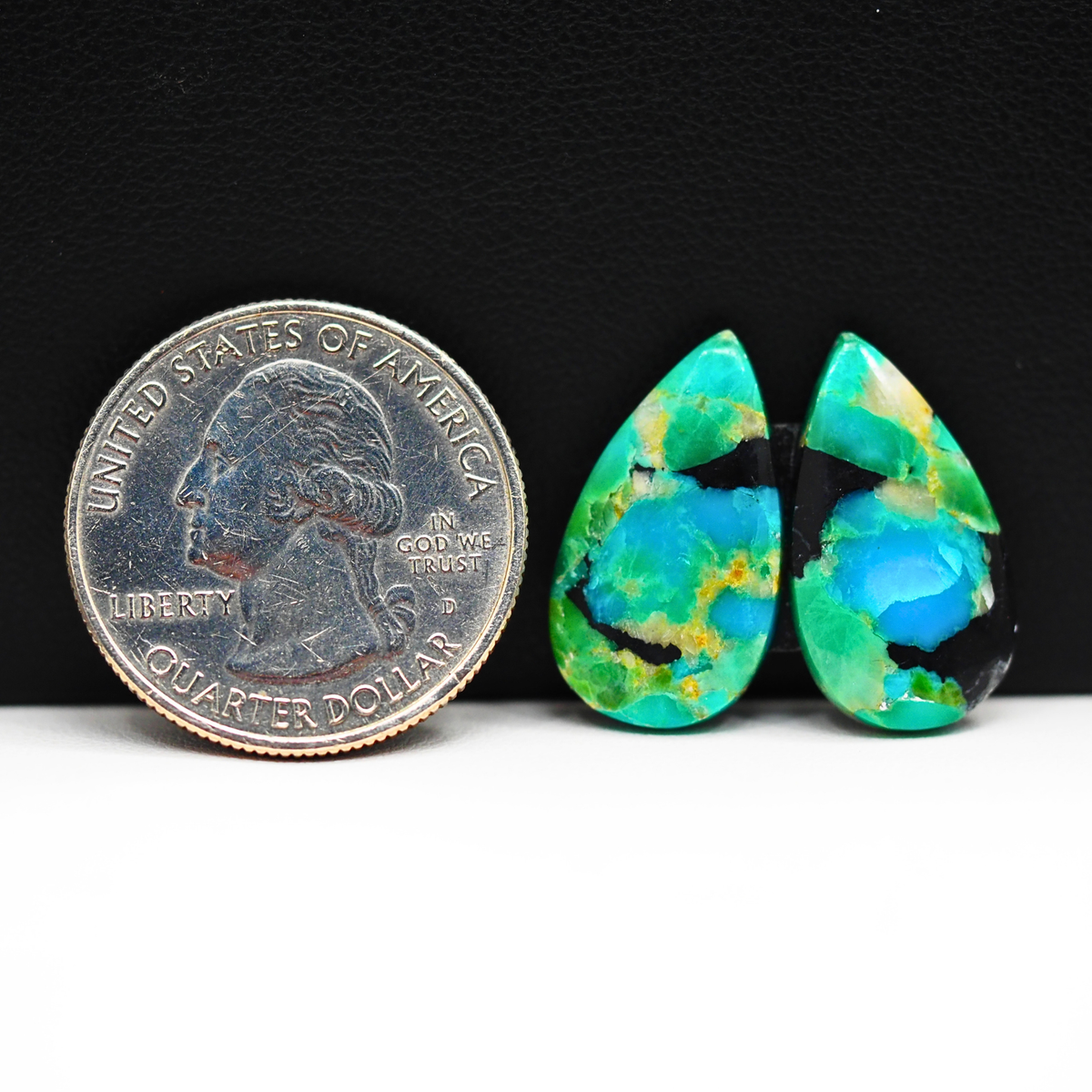 Mohave Buffalo composite pair 21x12x3mm 13ct pear cabochon Kingman - photo 1