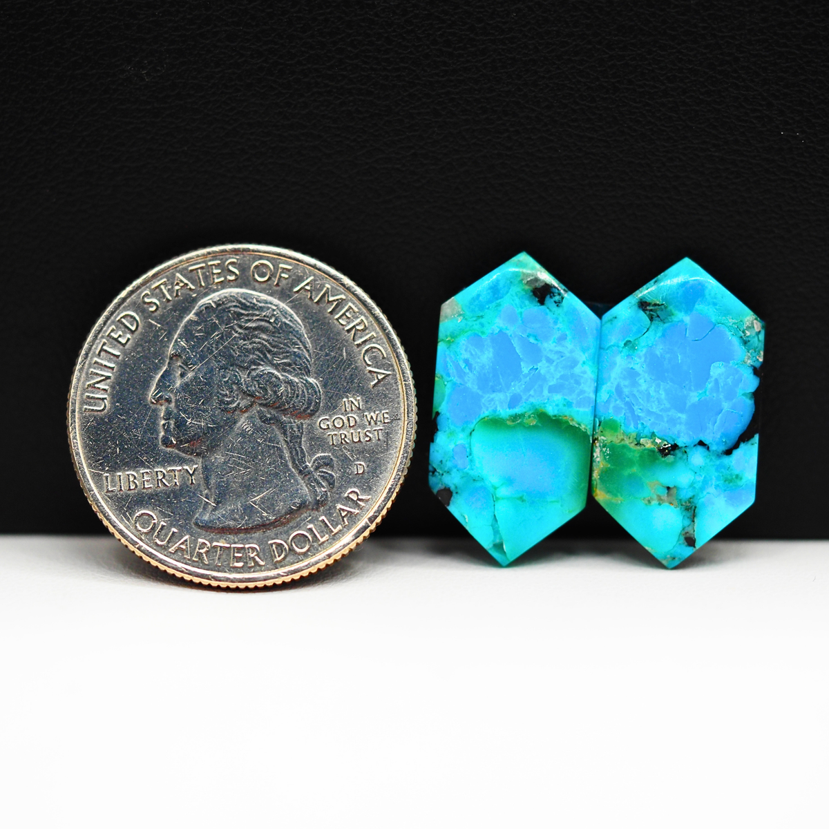 Mohave Buffalo composite pair 21x11x3mm 11.5ct hexagon cabochon Kingman - photo 1