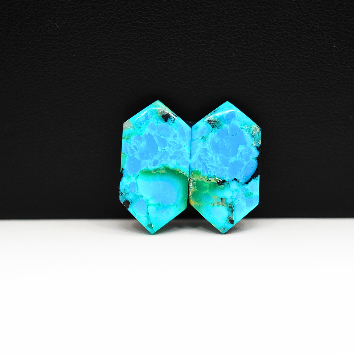 Mohave Buffalo composite pair 21x11x3mm 11.5ct hexagon cabochon Kingman - photo 2