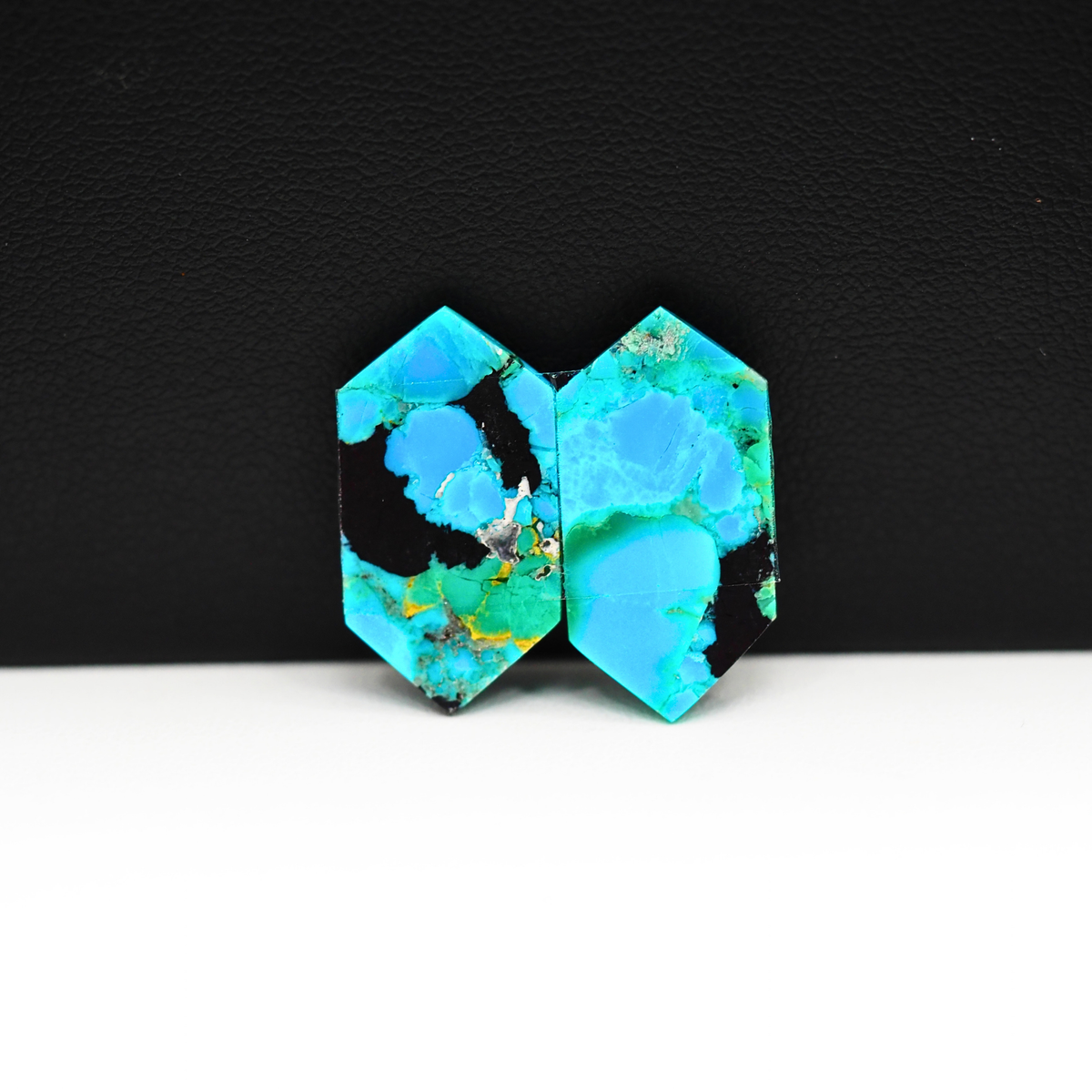 Mohave Buffalo composite pair 21x11x3mm 11.5ct hexagon cabochon Kingman - photo 3