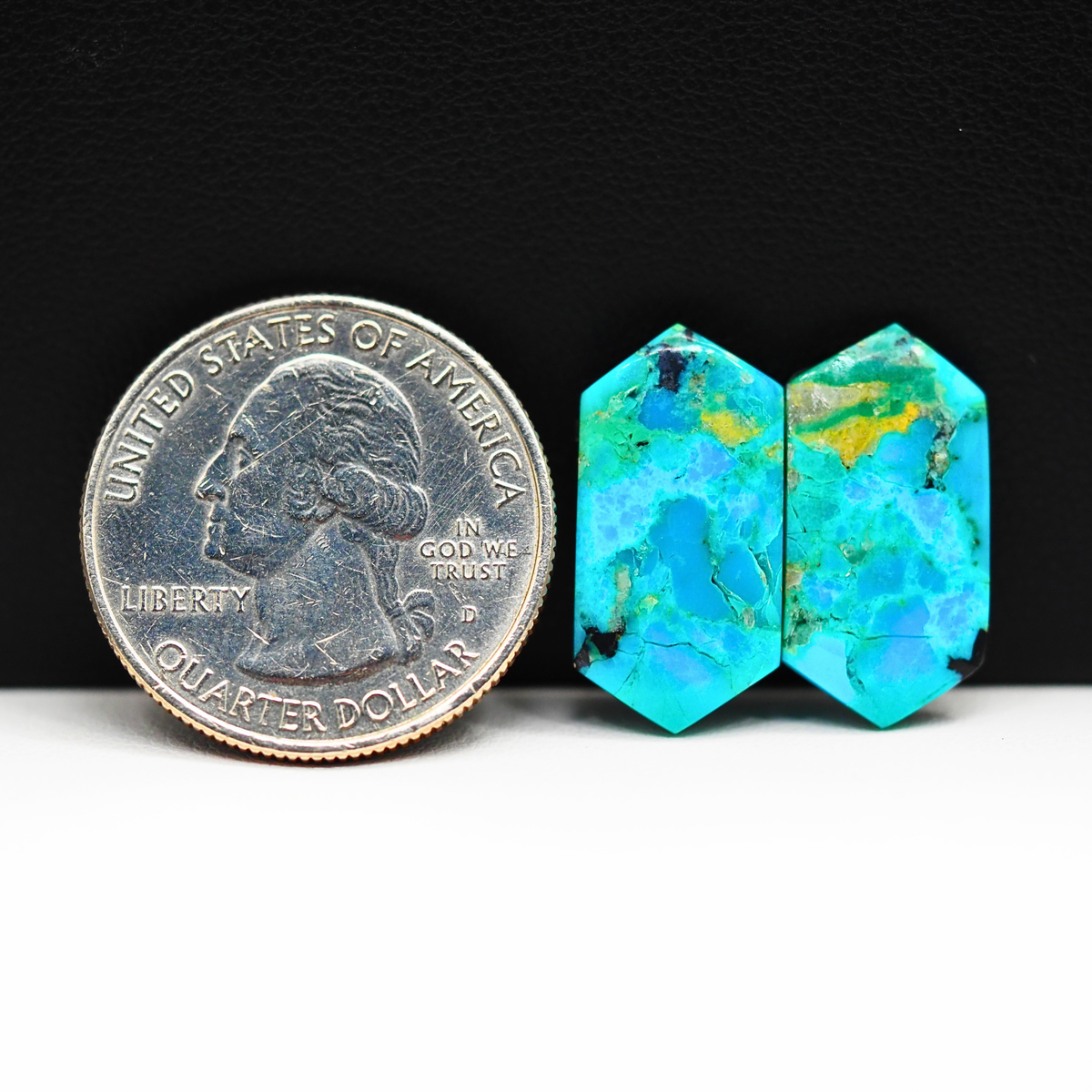 Mohave Buffalo composite pair 20x10x3mm 10.5ct hexagon cabochon Kingman - photo 1