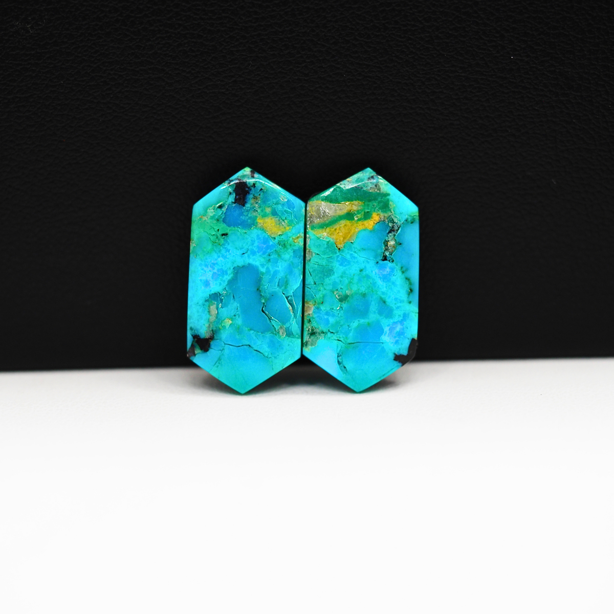 Mohave Buffalo composite pair 20x10x3mm 10.5ct hexagon cabochon Kingman - photo 2
