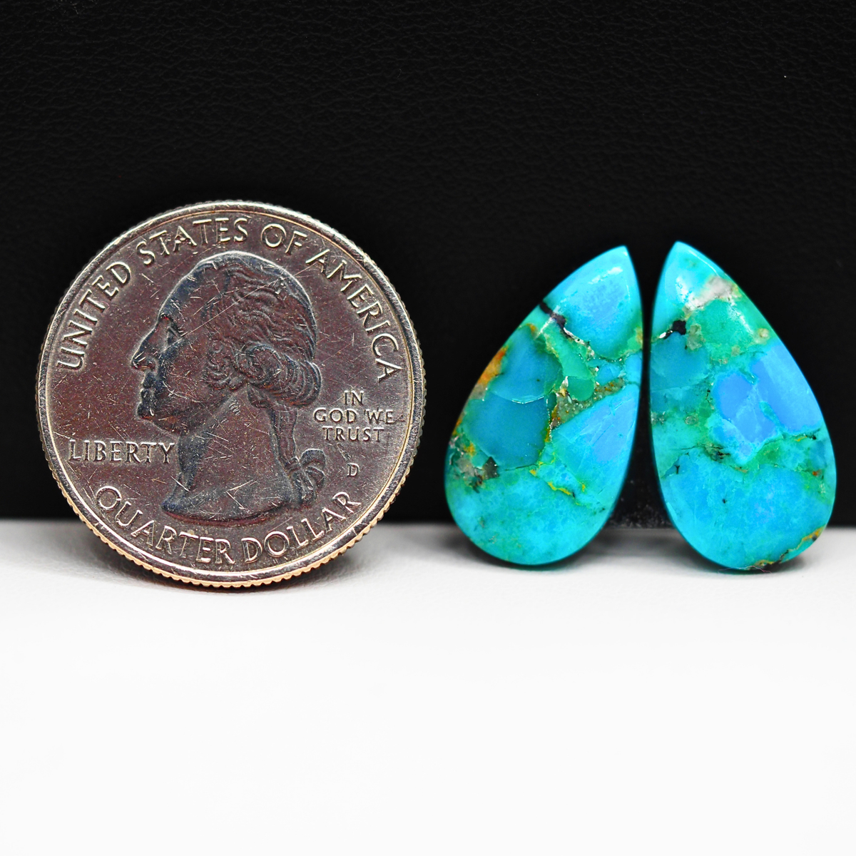 Mohave Buffalo composite pair 21x10x3mm 10.5ct pear cabochon Kingman - photo 1