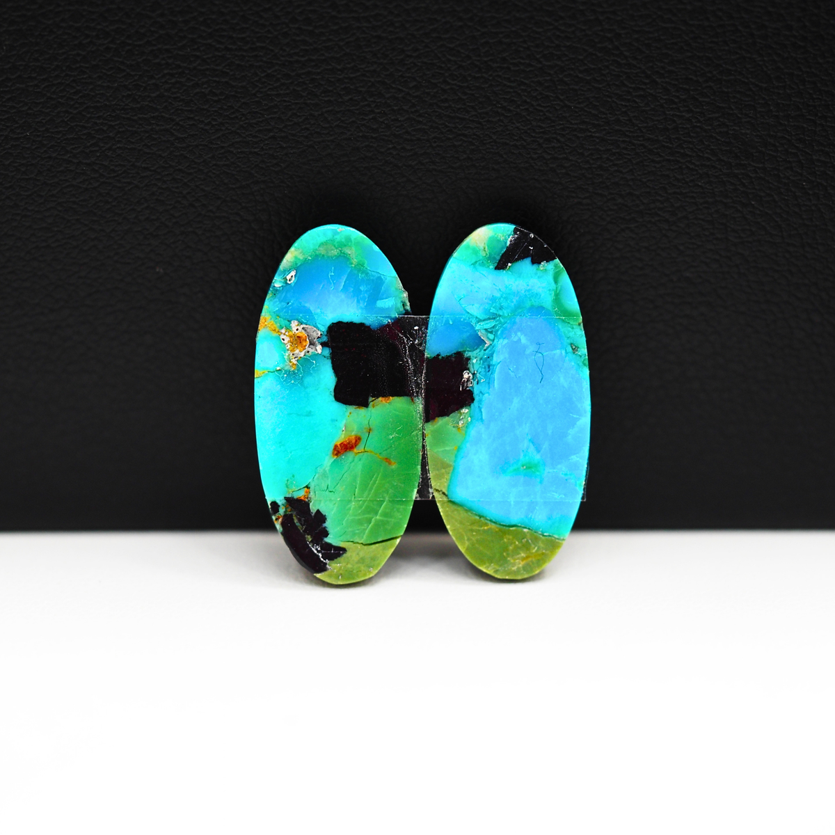 Mohave Buffalo composite pair 23x11x3mm 14ct oval cabochon Kingman - photo 3
