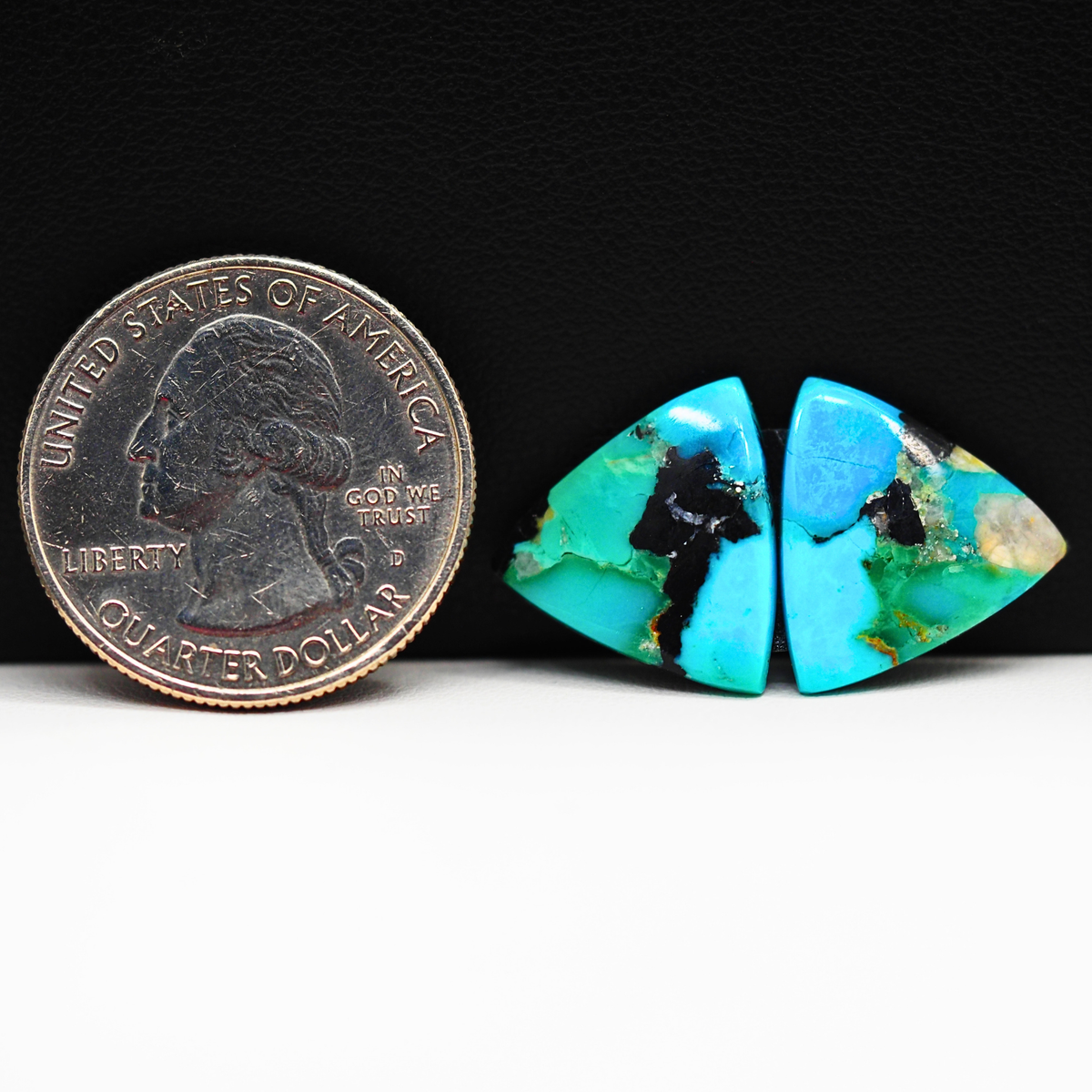 Mohave Buffalo composite pair 16x16x3mm 10ct trillion cabochon Kingman - photo 1