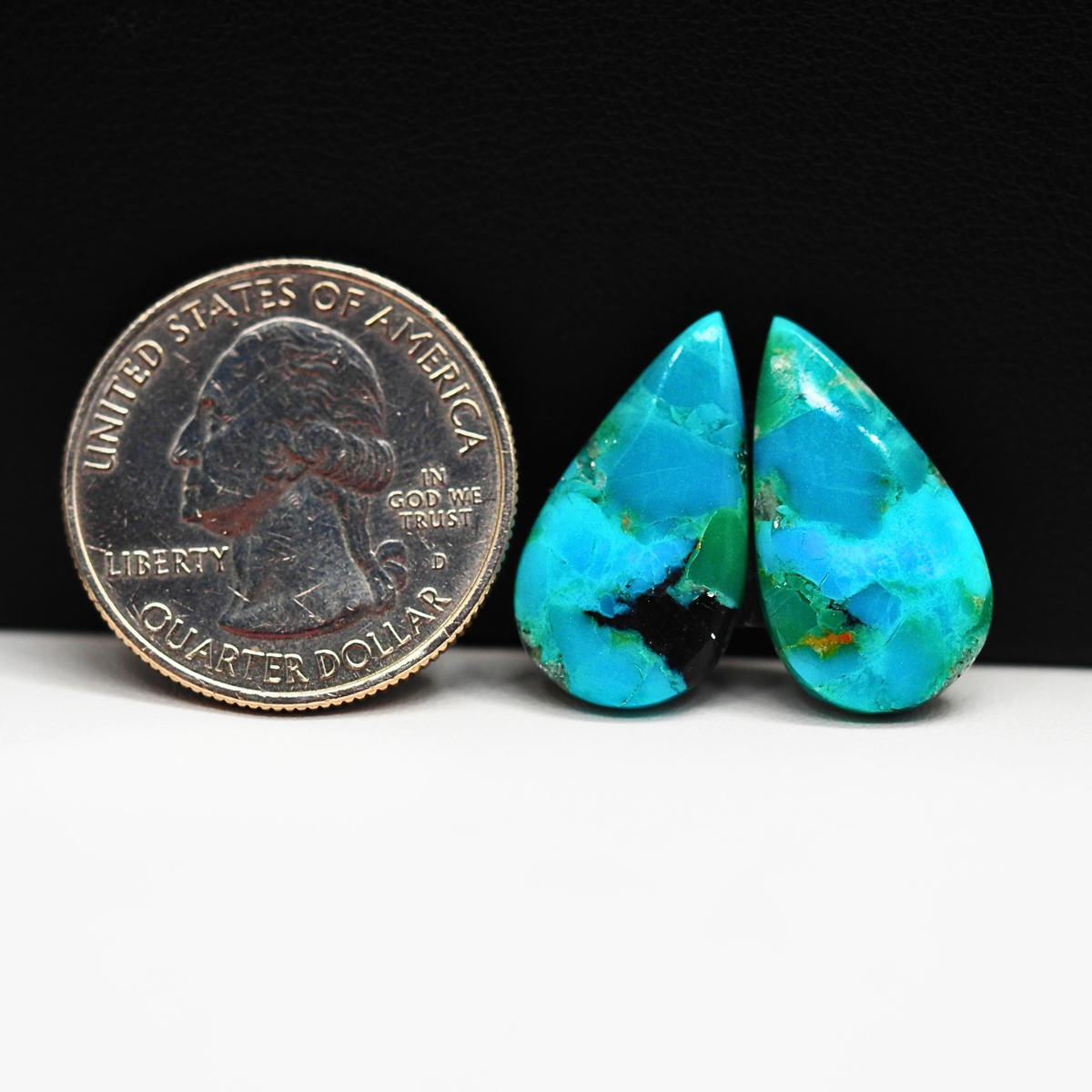Mohave Buffalo composite pair 22x11x3mm 14ct pear cabochon Kingman - photo 1