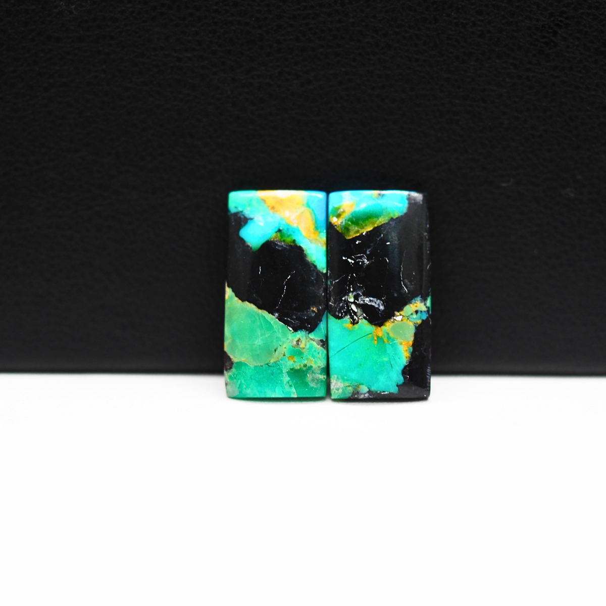Mohave Buffalo composite pair 18x9x3mm 9.5ct baguette cabochon Kingman - photo 2