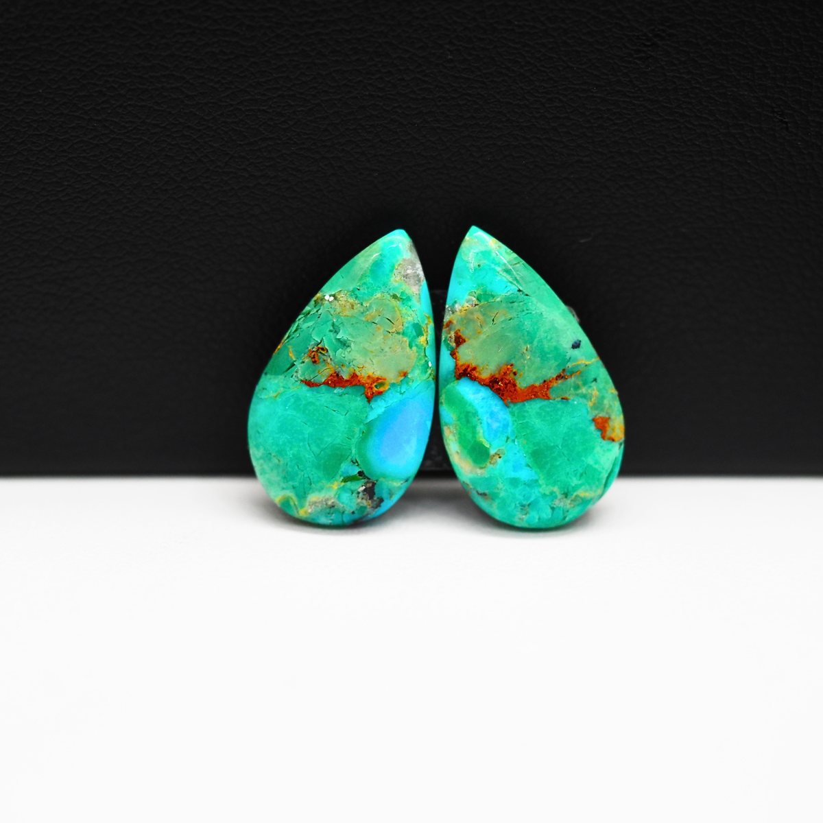 Mohave Buffalo composite pair 20x12x3mm 13ct pear cabochon Kingman - photo 2