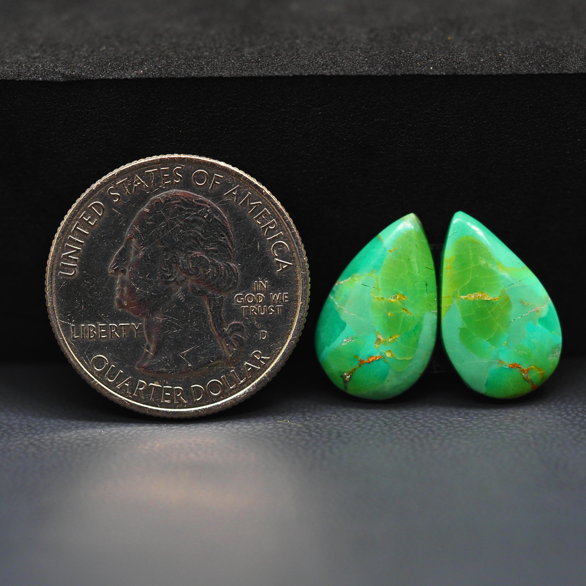 Mohave Mojave turquoise composite pair 17x11x3mm 5ct pear cabochon Kingman - photo 1