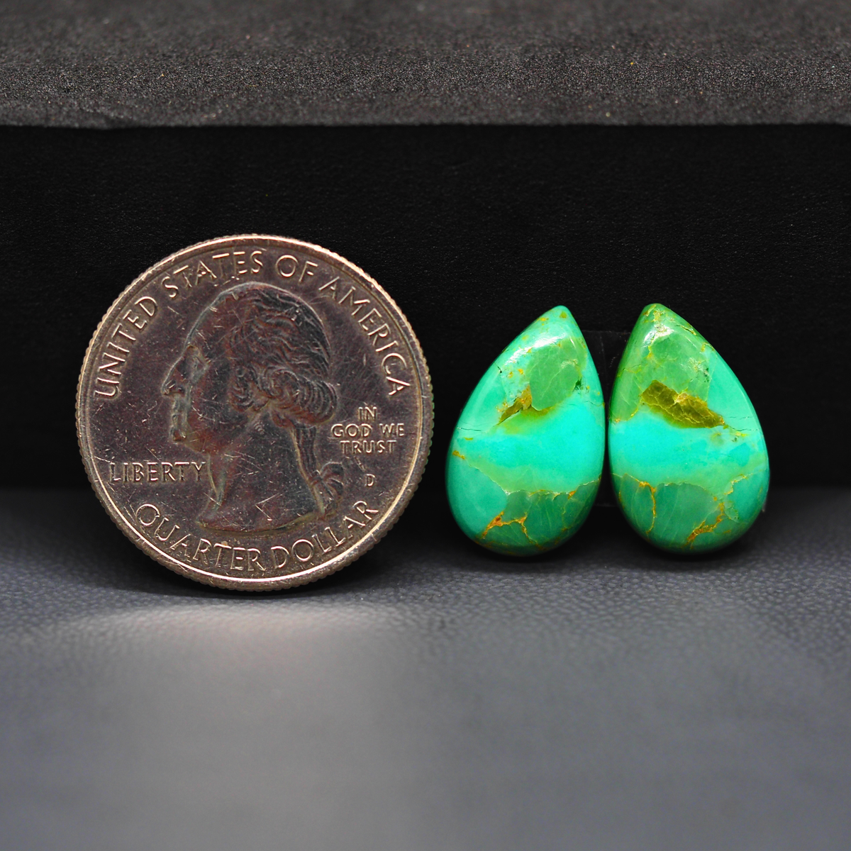 Mohave Mojave turquoise composite pair 17x11x3mm 9ct pear cabochon Kingman - photo 1