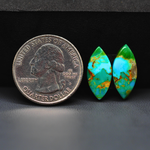 Mohave Mojave turquoise composite pair 20x8x3mm 7.5ct marquise navette cabochon Kingman - photo 1