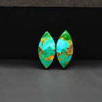 Mohave Mojave turquoise composite pair 20x8x3mm 7.5ct marquise navette cabochon Kingman - photo 2