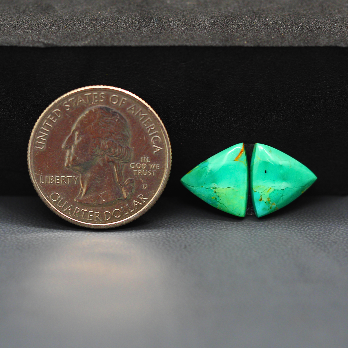 Mohave Mojave turquoise composite pair 12x12x3mm 6ct trillion cabochon Kingman - photo 1