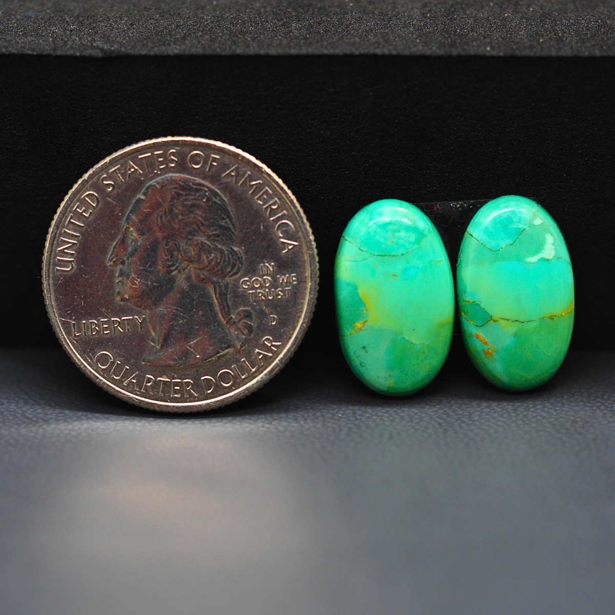 Mohave Mojave turquoise composite pair 17x10x3mm 8ct oval cabochon Kingman - photo 1