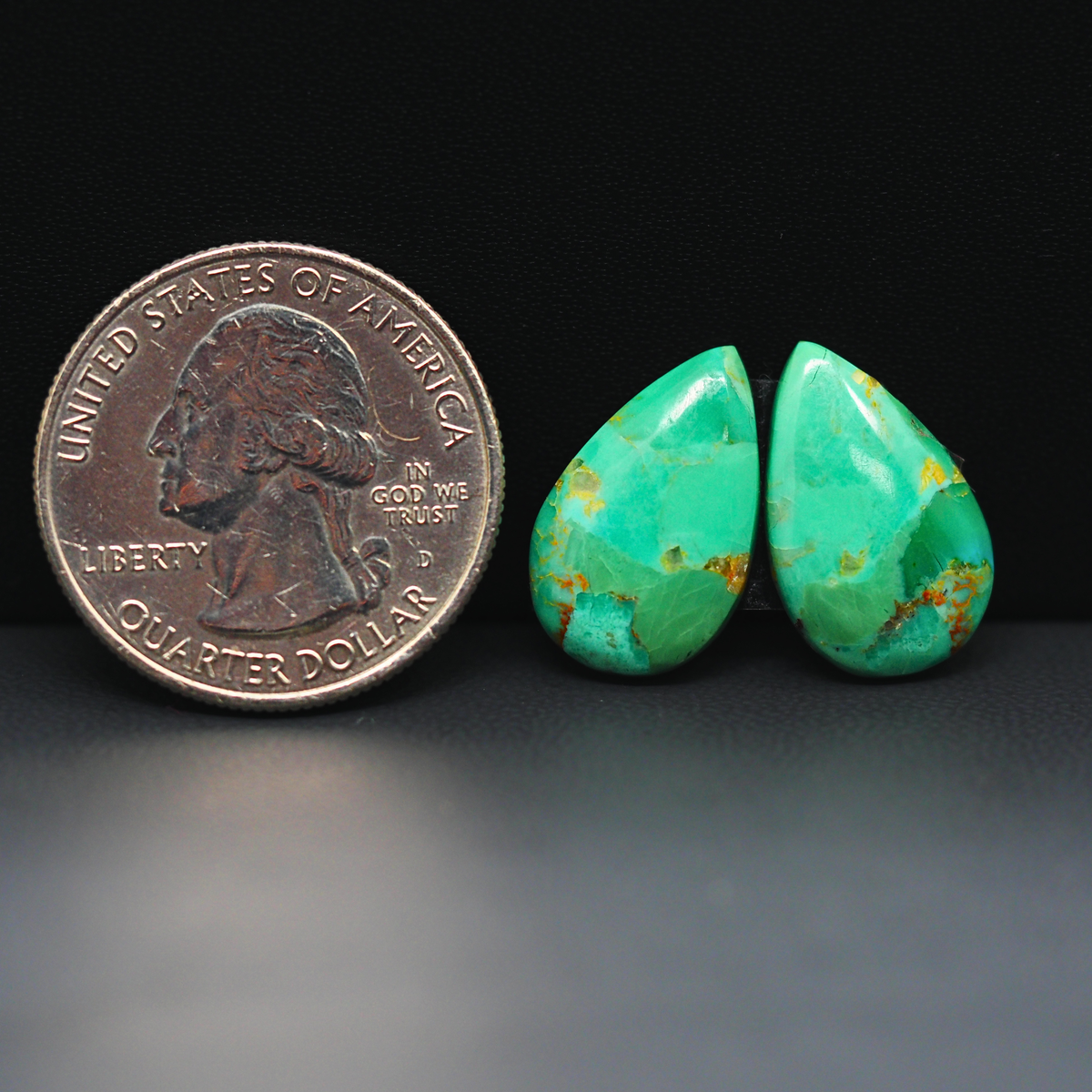 Mohave Mojave turquoise composite pair 17x11x3mm 9.5ct pear cabochon Kingman - photo 1