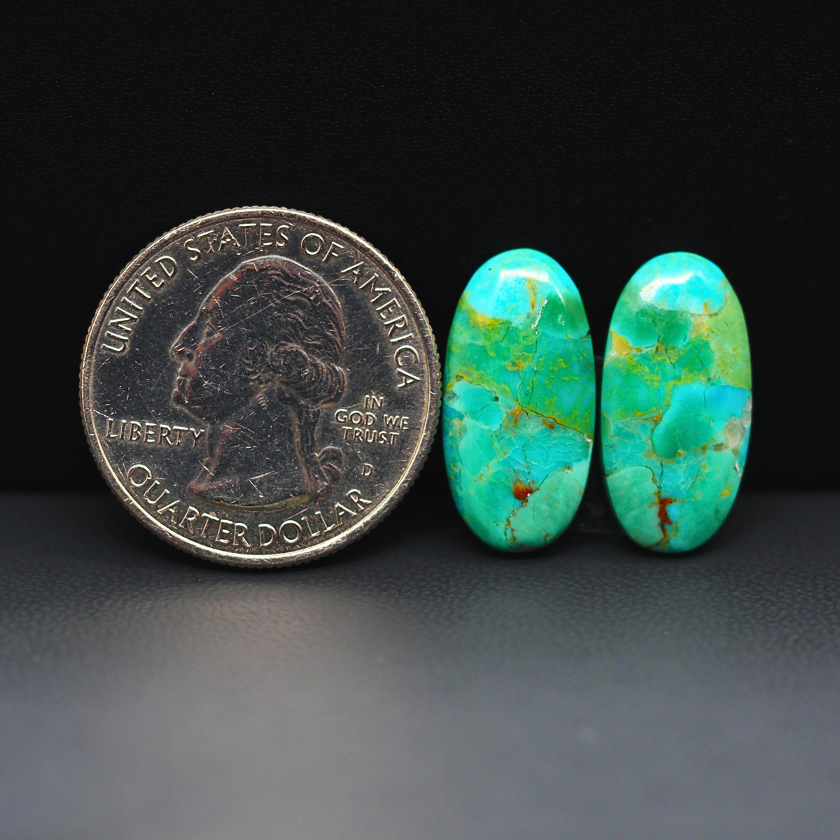 Mohave Mojave turquoise composite pair 20x10x3mm 13.5ct oval cabochon Kingman - photo 1