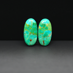 Mohave Mojave turquoise composite pair 20x10x3mm 13.5ct oval cabochon Kingman - photo 2