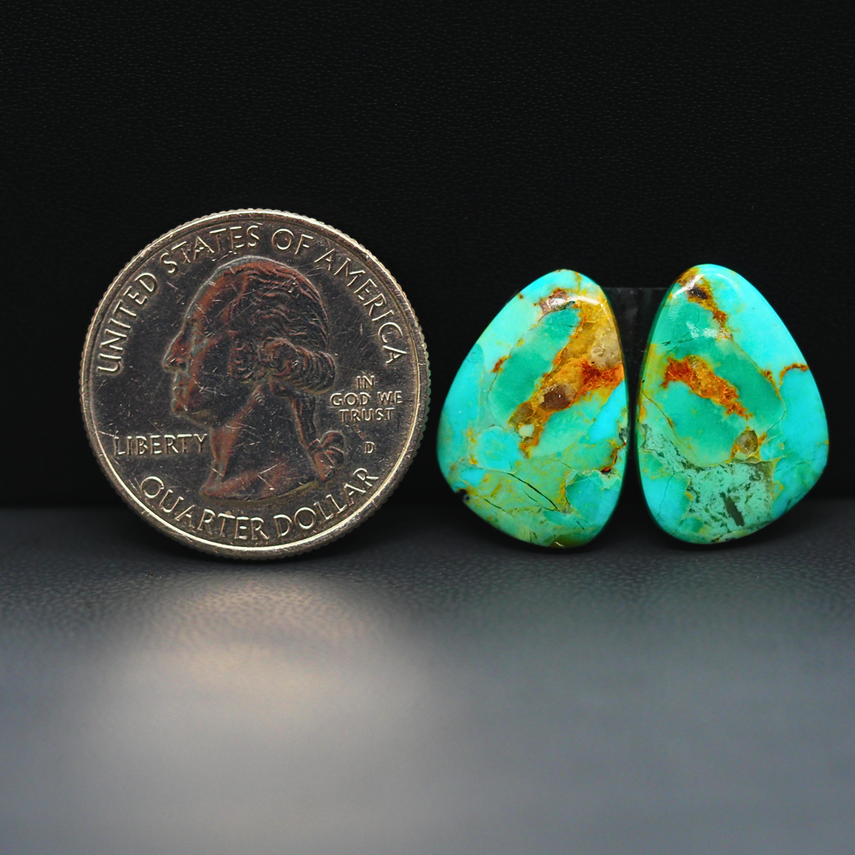Mohave Mojave turquoise composite pair 18x14x3mm 12ct freeform cabochon Kingman - photo 1