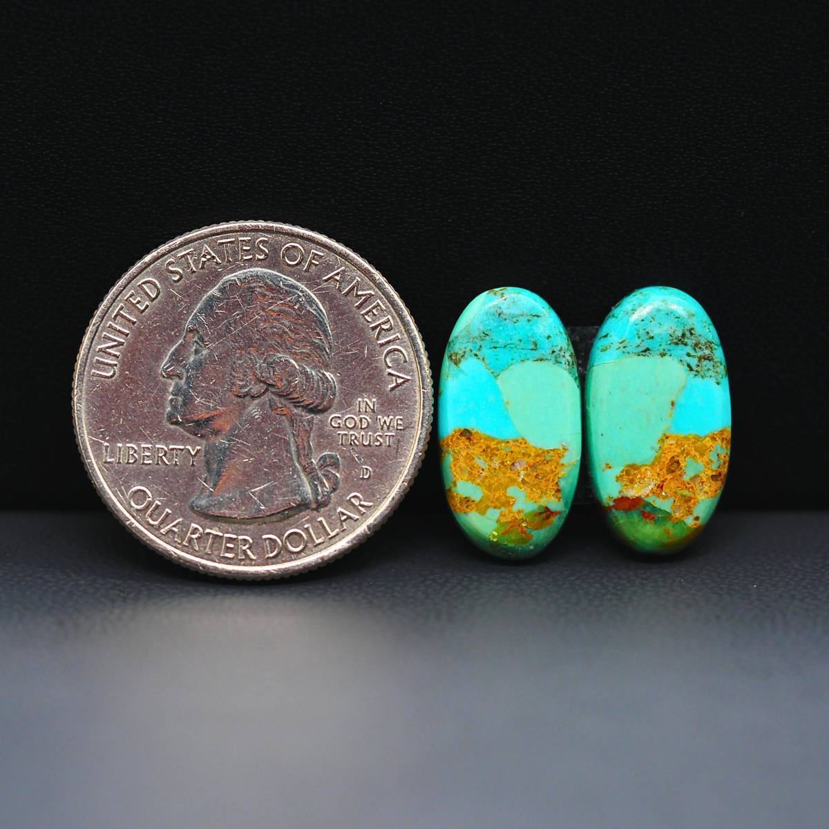 Mohave Mojave turquoise composite pair 18x10x3mm 10.5ct oval cabochon Kingman - photo 1