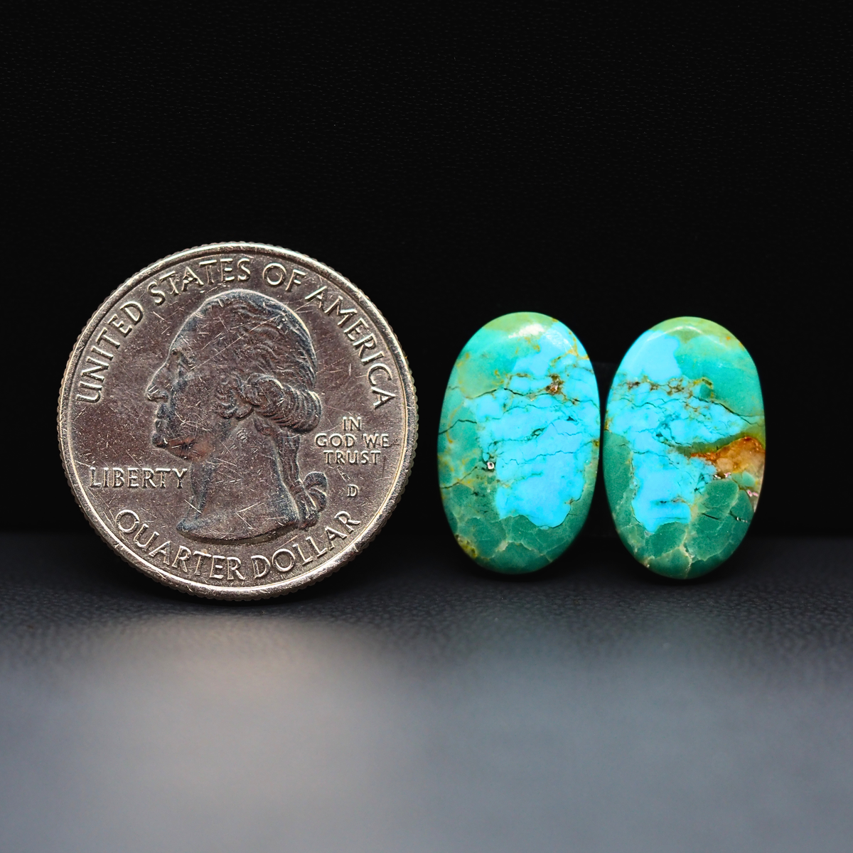 Mohave Mojave turquoise composite pair 17x11x3mm 10.5ct oval cabochon Kingman - photo 1
