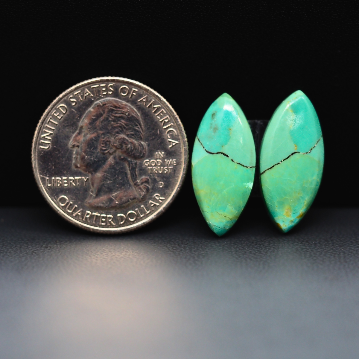 Mohave Mojave turquoise composite pair 19x10x3mm 10ct marquise navette cabochon Kingman - photo 1