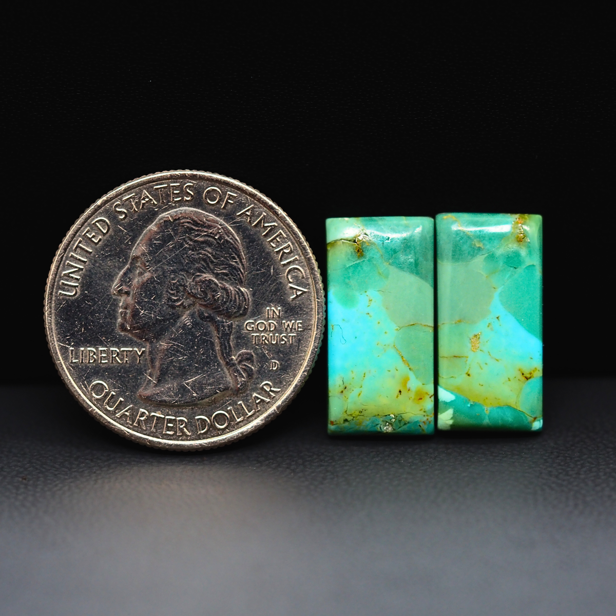 Mohave Mojave turquoise composite pair 19x9x3mm 11.5ct baguette cabochon Kingman - photo 1