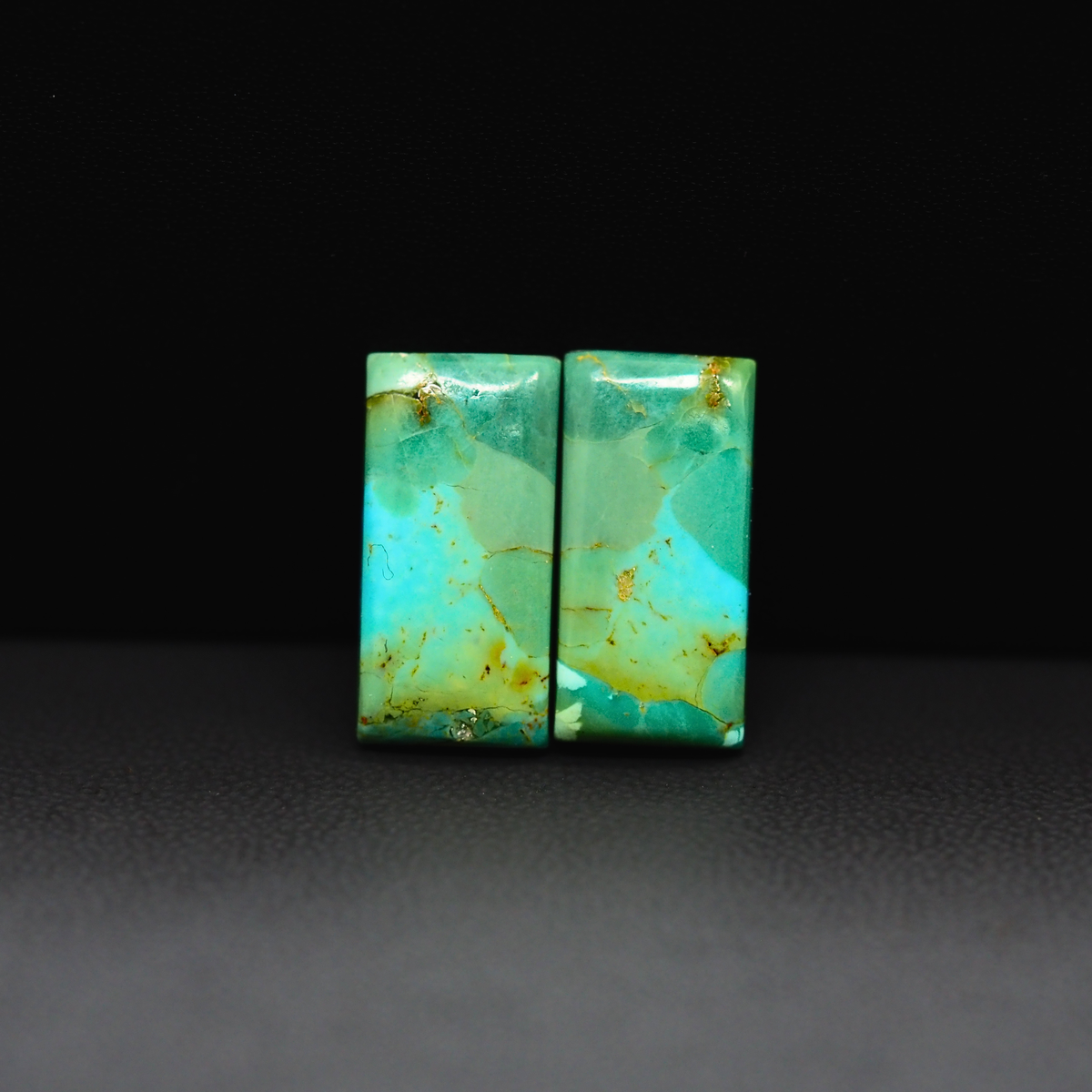Mohave Mojave turquoise composite pair 19x9x3mm 11.5ct baguette cabochon Kingman - photo 2