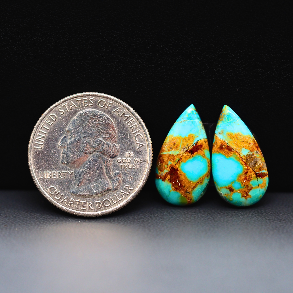Mohave Mojave turquoise composite pair 19x11x3mm 10ct pear cabochon Kingman - photo 1