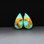 Mohave Mojave turquoise composite pair 19x11x3mm 10ct pear cabochon Kingman - photo 2