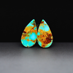 Mohave Mojave turquoise composite pair 19x11x3mm 10ct pear cabochon Kingman - photo 3