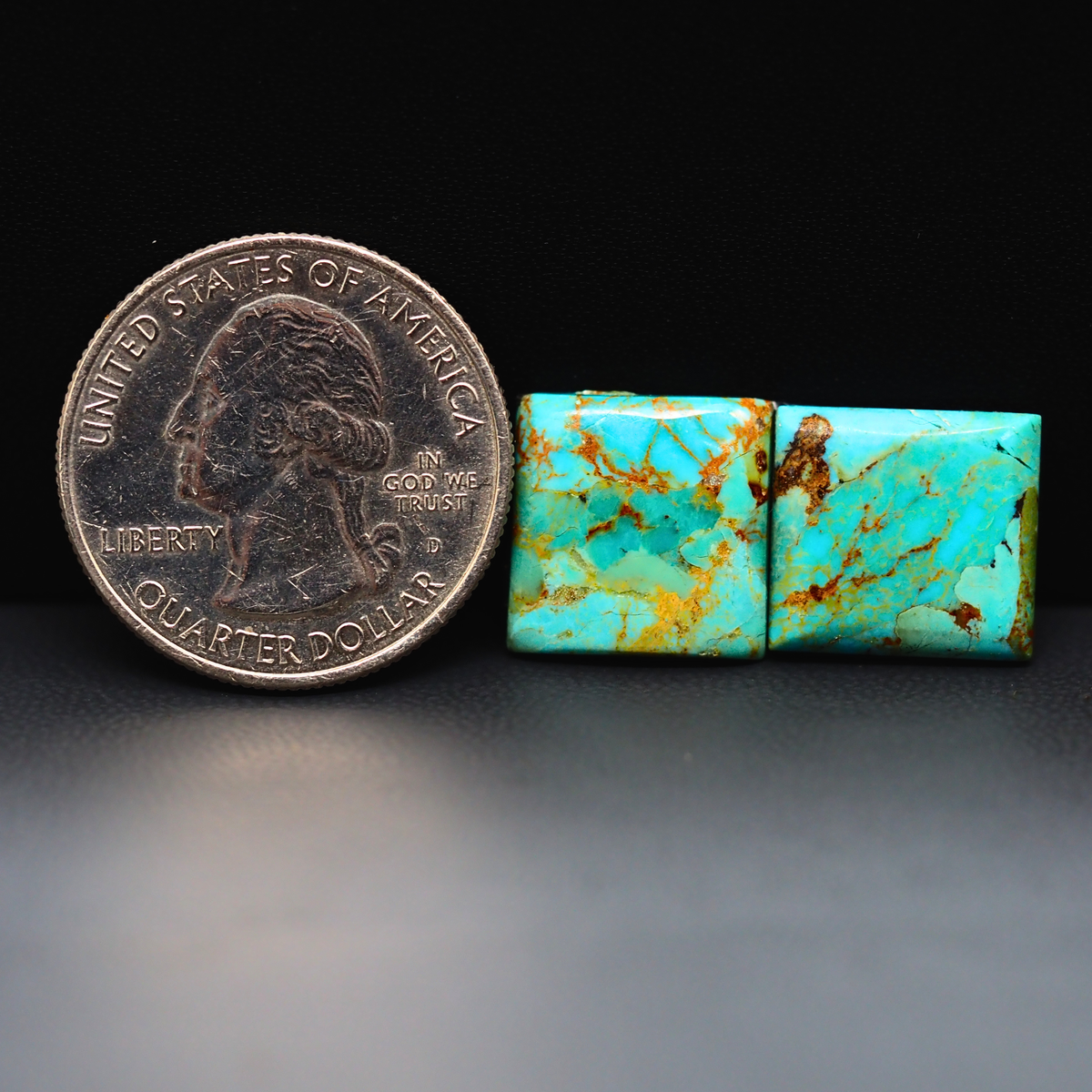 Mohave Mojave turquoise composite pair 13x14x3mm 13ct square cabochon Kingman - photo 1