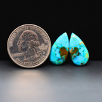 Mohave Mojave turquoise composite pair 18x10x3mm 9ct pear cabochon Kingman - photo 1