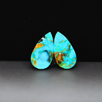 Mohave Mojave turquoise composite pair 18x10x3mm 9ct pear cabochon Kingman - photo 3