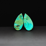 Mohave Mojave turquoise composite pair 19x10x3mm 10.5ct pear cabochon Kingman - photo 3