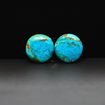 Mohave Mojave turquoise composite pair 15x15x3mm 11ct round cabochon Kingman - photo 2
