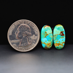 Mohave Mojave turquoise composite pair 18x9x3mm 8.5ct oval cabochon Kingman - photo 1