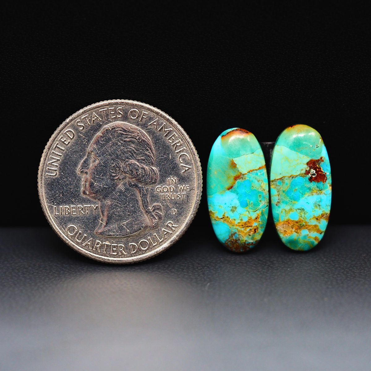Mohave Mojave turquoise composite pair 18x9x3mm 8.5ct oval cabochon Kingman - photo 1