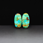 Mohave Mojave turquoise composite pair 18x9x3mm 8.5ct oval cabochon Kingman - photo 2