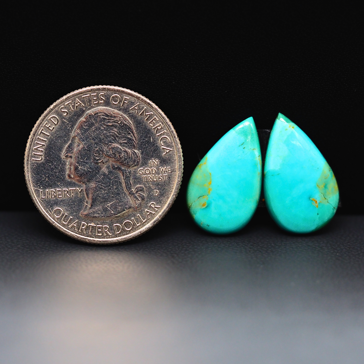 Mohave Mojave turquoise composite pair 18x10x3mm 9ct pear cabochon Kingman - photo 1
