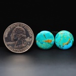 Mohave Mojave turquoise composite pair 15x15x3mm 10.5ct round cabochon Kingman - photo 1