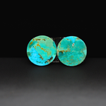Mohave Mojave turquoise composite pair 15x15x3mm 10.5ct round cabochon Kingman - photo 3