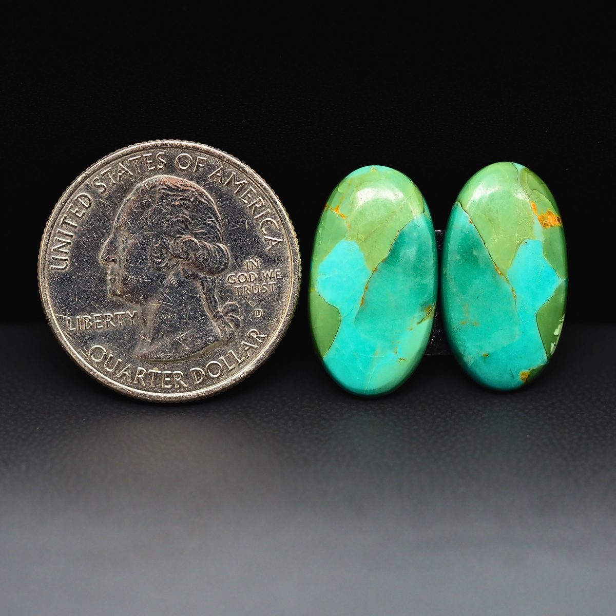 Mohave Mojave turquoise composite pair 21x12x3mm 12.5ct oval cabochon Kingman - photo 1