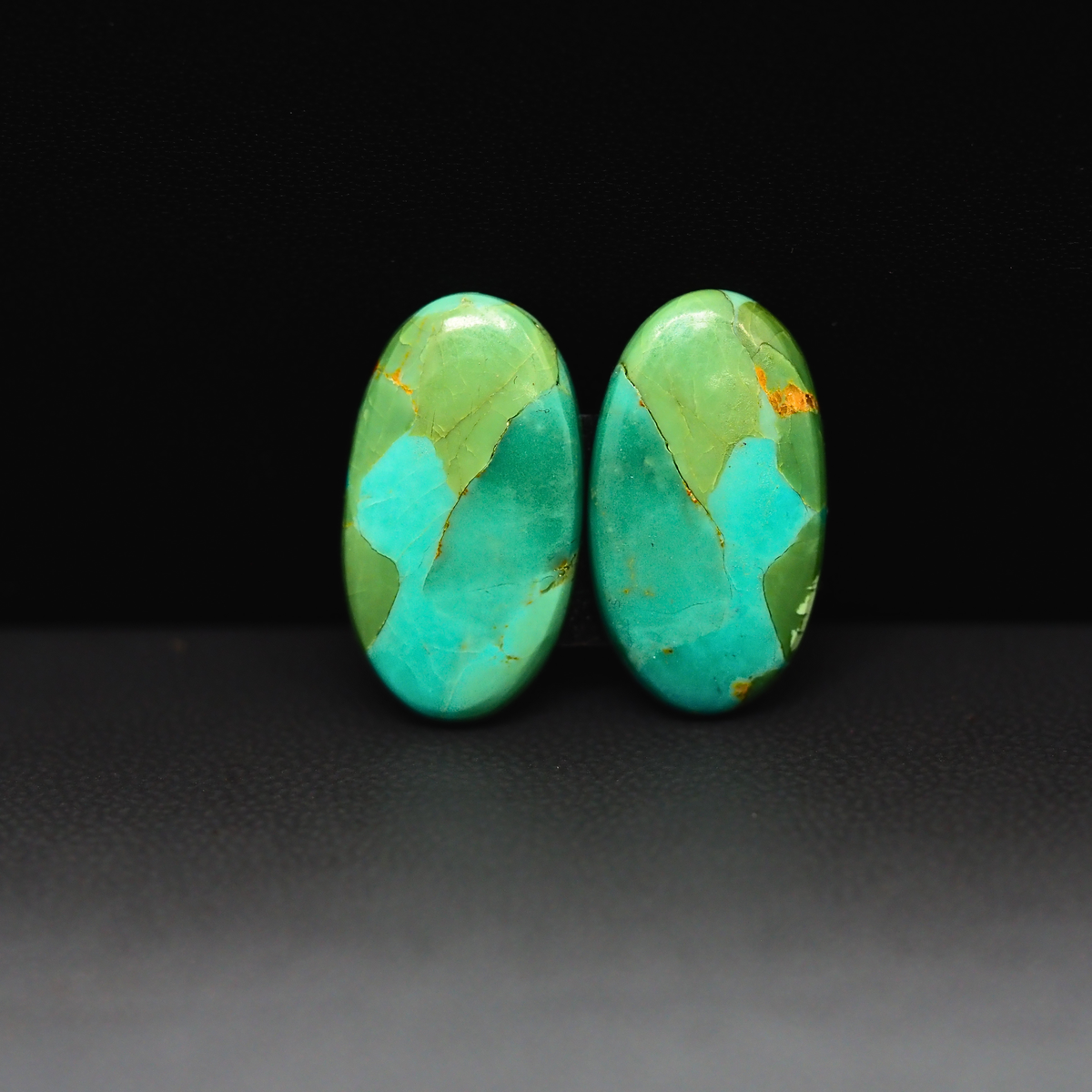 Mohave Mojave turquoise composite pair 21x12x3mm 12.5ct oval cabochon Kingman - photo 2